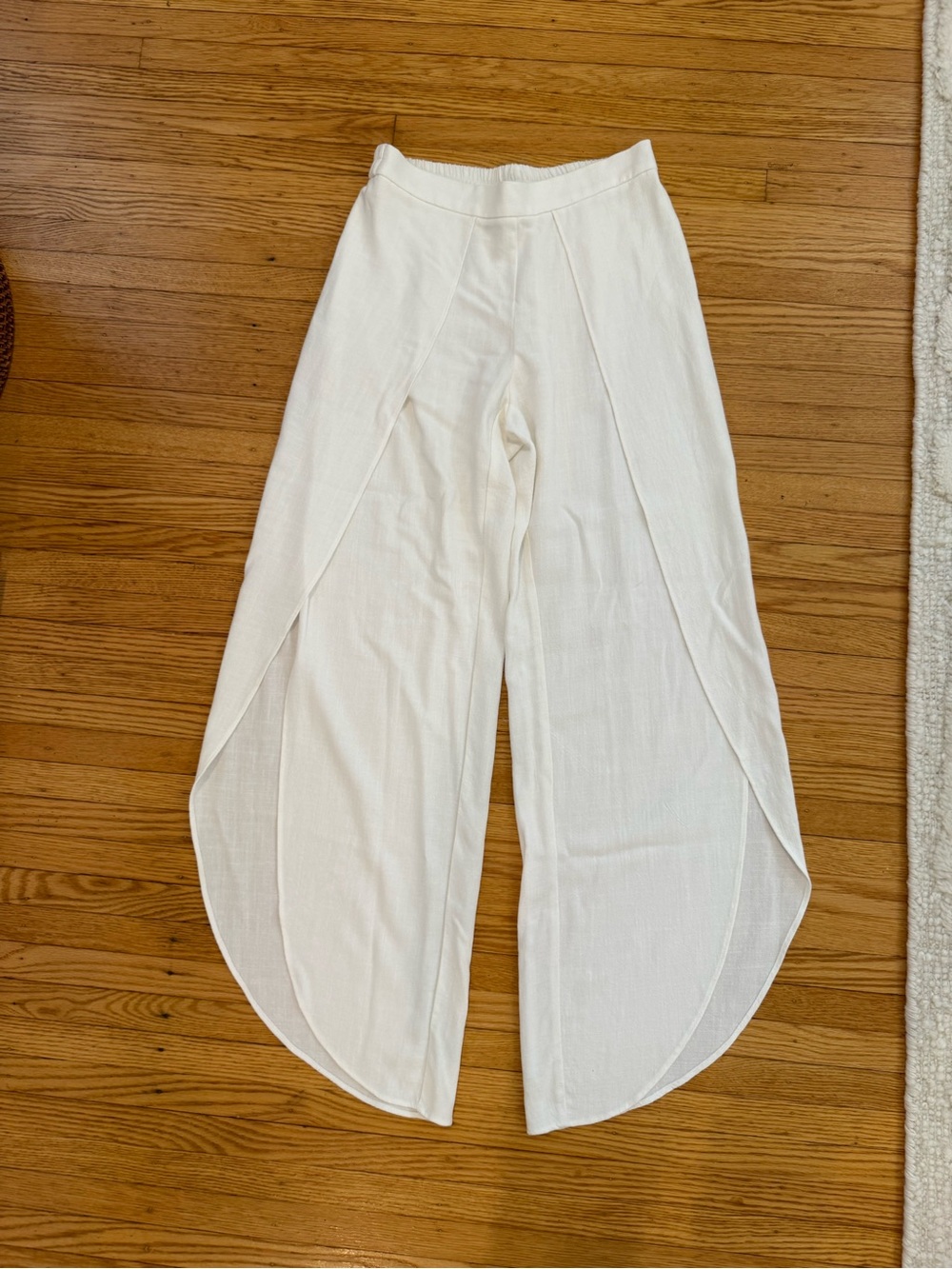 Women's White Layered Split Wide-Leg Pants - Small